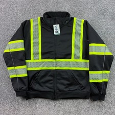 NEW GSS Safety Jacket Mens Large Black Onyx Full Zip High Vis Reflective picture