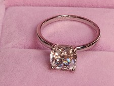 14K Solid White Gold 3CT Cushion Cut Solitaire Moissanite Engagement Ring picture