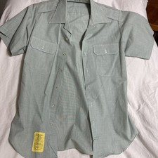 VTG 1981 US Army Green 415 Short Sleeve Dress Shirt Uniform 80s DLA100-81-C-2915 picture