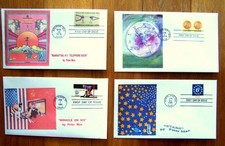 PETER MAX  cachet FDC - 4 covers 1976 1978 1980 1981 - MINT - unaddressed picture