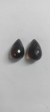 Natural Cognac Quartz Drop Gemstones Pair 30x12mm 116.90 Ct Loose Brown Gemstone picture
