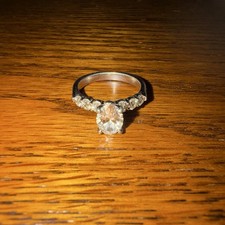 Platinum Oval Lab Grown Diamond Engagement Ring Prong Set w/ Accent Diamonds 5.5 picture