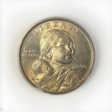 RARE 2000 P SACAGAWEA ONE DOLLAR US LIBERTY GOLD COLOR COIN picture