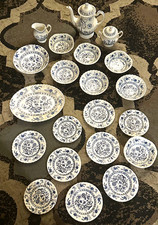 VINTAGE J & G Meakin Blue Nordic Ironstone Dinner Set, 21 Pieces picture