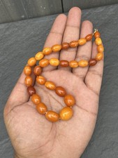 Gorgeous Antique Butterscotch Amber Necklace Marbled With Nice Details 😍 picture