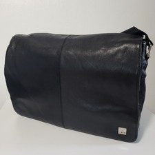 Knomo London Messenger Men's  Leather & Nylon Laptop Briefcase Shoulder Bag Blac picture