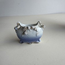 Vintage Cobalt Blue Porcelain Footed Sugar Bowl Gold Gilt Scalloped Rim 162/2 picture