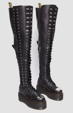 Dr Martens 28 XTRM Max Virginia Leather Black Knee High Boots Women’s Size 8 picture
