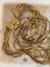 Vintage 1980s Massive Multi-Strand Slinky Serpentine Chain Liquid Gold Necklace picture