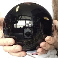 50mm Asian Rare Natural Black Obsidian Sphere Crystal Ball Healing Rainbow Stone picture