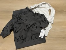 NWT Carter’s 3 Piece Layette Set 3 Months Gray Top Bottoms Bear picture