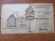 RARE 1939 invite ARMY CAMP BARRACKS LEBACH GERMANY TOPPING OUT ceremony WWII SS? picture