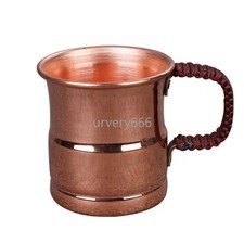 Handcrafted Pure Copper Beer Milk Mug Weave Handle Thickened Breakfast Cup  picture