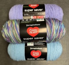 Red Heart Super Saver Light Jasmine+ Light Blue 7 Oz; Red Heart Monet 5 Oz 3 Pk picture