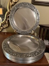 10 Old Dutch Victoria Antique Pewter Finish Chargers picture