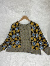 Chico’s  Women’s Sz 16 geometric pintuck top Boho Balloon  Long Sleeves Blouse picture