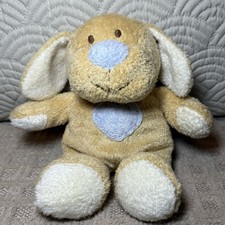 NWT 2004 VTG Ty Baby HUGGYPUP Puppy Dog Brown & Blue 8” Plush Floppy Rattle READ picture