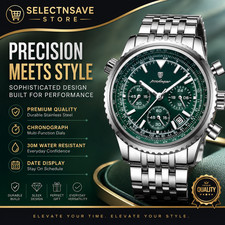 POEDAGAR Men’s Quartz Chronograph Watch Stainless Steel Waterproof Luminous picture