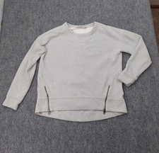 Athleta Sweatshirt Womens Small Gray Fleece Zip Hem  Pullover Long Sleeve picture