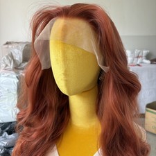 13x4 Lace Front Wigs Long Wavy Women Copper Red Synthetic Hair Heat Resistant picture