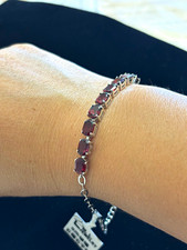 Red Garnet Sterling Silver Bracelet – Elegant Natural Gemstone Jewelry for Women picture