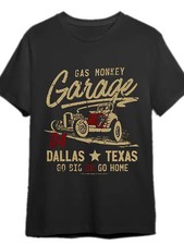 Men's Gas Monkey Garage Dallas Texas T-Shirt - Vintage Hot Rod Car & 'GO BIG OR picture