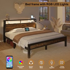 Bed Fame Full/Queen/King with Wooden Storage Headboard and Charging Station picture