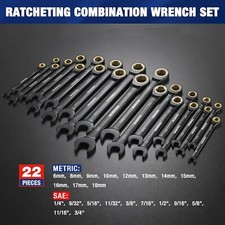 WORKPRO 22Piece Ratcheting Wrench Set, 72 Teeth Anti-slip with Organizer Box NEW picture