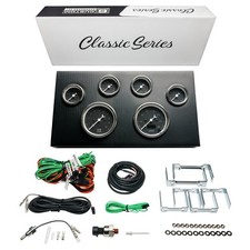 GlowShift Black Classic Series 6-Gauge Instrument Cluster Vintage Gauge Set picture