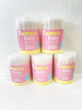DAISO Japan Baby Cotton Buds 200 pcs x 5 Packs Thin Paper Sticks swab USA Seller picture