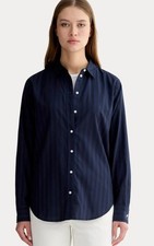 Everlane The Must-Have Silky Cotton Shirt Navy Black Size 00 NWT picture