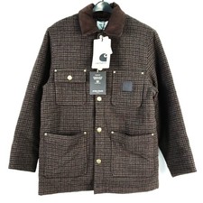 Carhartt Lowis Chore Coat With Button Closure & 5 Pockets In Brown Men's Size XS picture