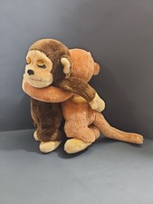 Vintage 1975 Dakin Hugging Monkeys Plush Brown Tan Pair Stuffed Animal Boy Girl picture