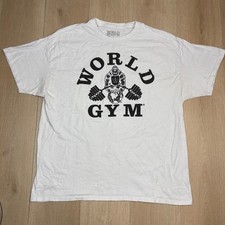 World Gym Gorilla Graphic T-Shirt Mens XL White Cotton Bodybuilding Tee picture
