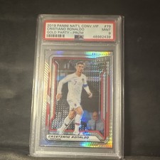 Panini 2019 Nat'l Conv. VIP Cristiano Ronaldo #79 Gold Party Prizm PSA 9 picture