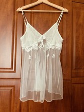 Victoria's Secret Lingerie Off White Lace Sheer Babydoll Bridal Vintage Y2K Sz M picture