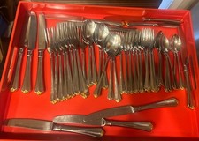 45 Pc Oneida Cube Golden Julliard Stainless Flatware Service For 7 Plus picture