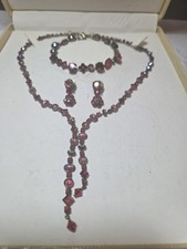 SORRELLI Designer Red Colorful Cabochen Necklace, Bracelet, Earrings Set-VINTAGE picture