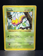 Vintage 1999 WOC Pokemon Base Set Shadowless Weedle 069/102 ~HP~ picture