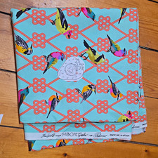 2 1/4 Yds FreeSpirit Tula Pink Moon Garden P9WTP198 Bird Print Aqua Cotton  Yard picture