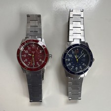 Swiss Army Vintage Unisex Quartz Analog Watch Date Red & Blue Dials Lot of 2 picture