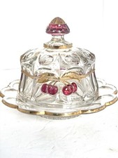 Northwood Cherry Thumbprint (Cherry & Cable) Covered Cheese/Butter Dish, c.1907 picture