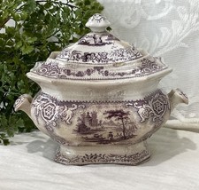 Antique T J Mayer Longport Nonpareil Sugar Bowl Repaired Salvage Stained 1830s picture