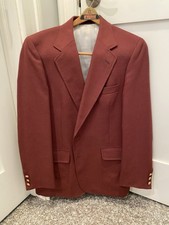 VTG 70s Alexander Shields Park Avenue Blazer Jacket Red Burgundy Hopsack picture