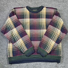 Vintage Croft & Barrow Sweater 2XL Plaid Heavy Chunky Knit Fisherman Outdoor Y2K picture