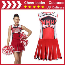 Ladies Glee Cheerleader Costume School Girl Full Outfits Fancy Dress Uniform picture