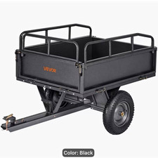 VEVOR Tow-Behind Dump Cart 10 cu ft 500 lb Steel 2-Wheel 14in Rubber Black picture