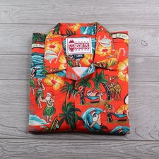 RSVLTS Mele Kalikimaka Christmas Surfing Santa Kunuflex Shirt Mens Large Stretch picture