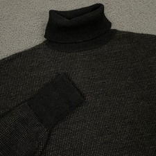 Vintage Polo Ralph Lauren Sweater Mens Large Black Gray Birdseye Turtleneck Wool picture