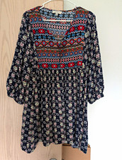 Umgee Brand Boho Floral Geometric Peasant Mini Dress picture